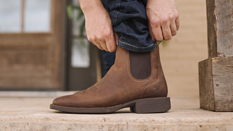 Durango chelsea boot on a porch