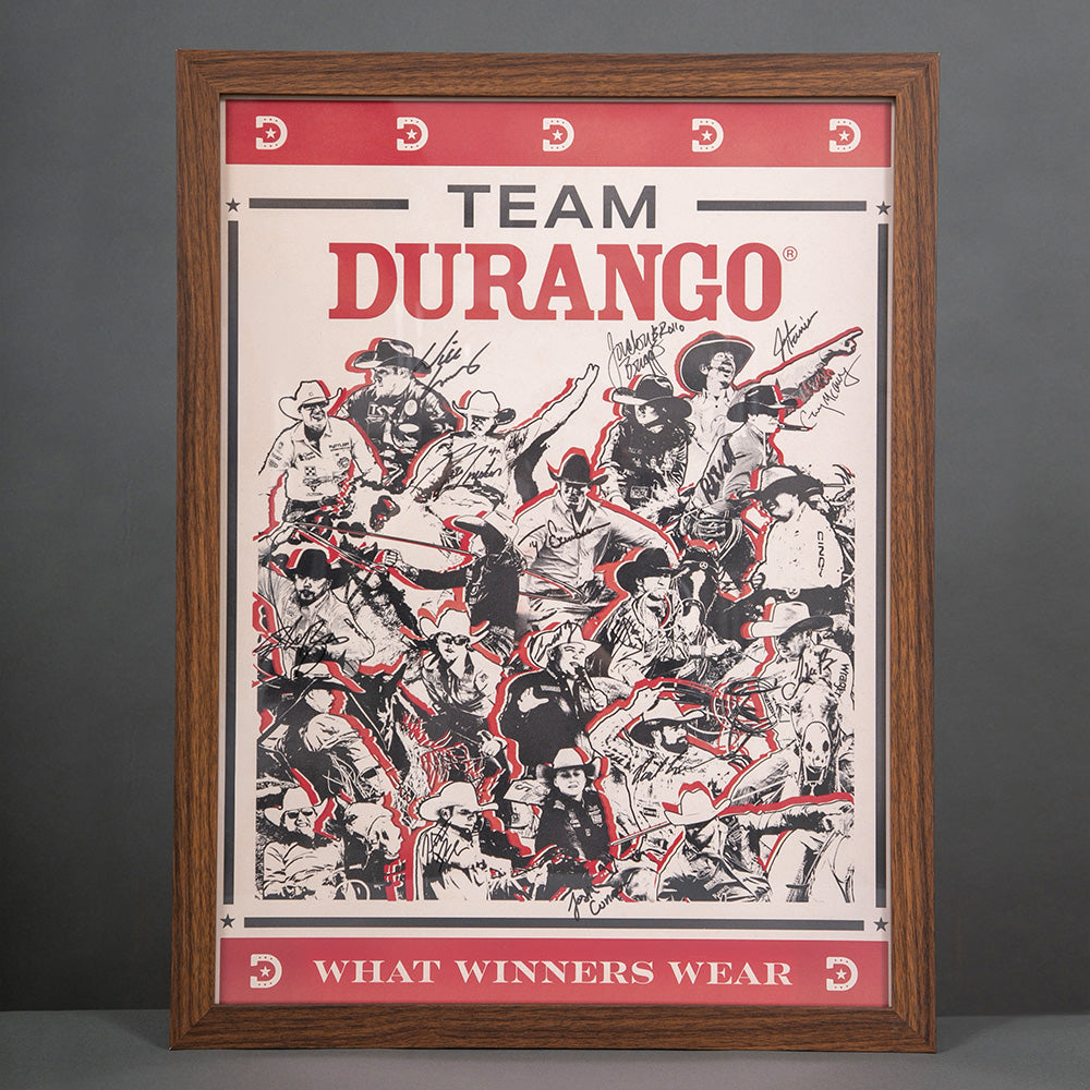 framed Team Durango poster with signatures