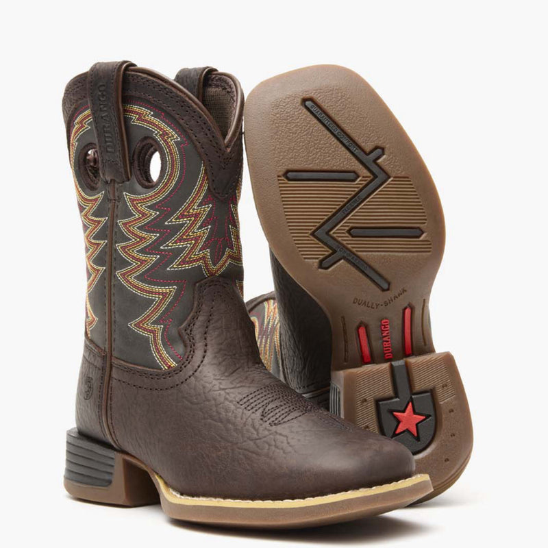 Durango® Lil' Rebel Pro Little Kid's Brown Western Boot - outsole