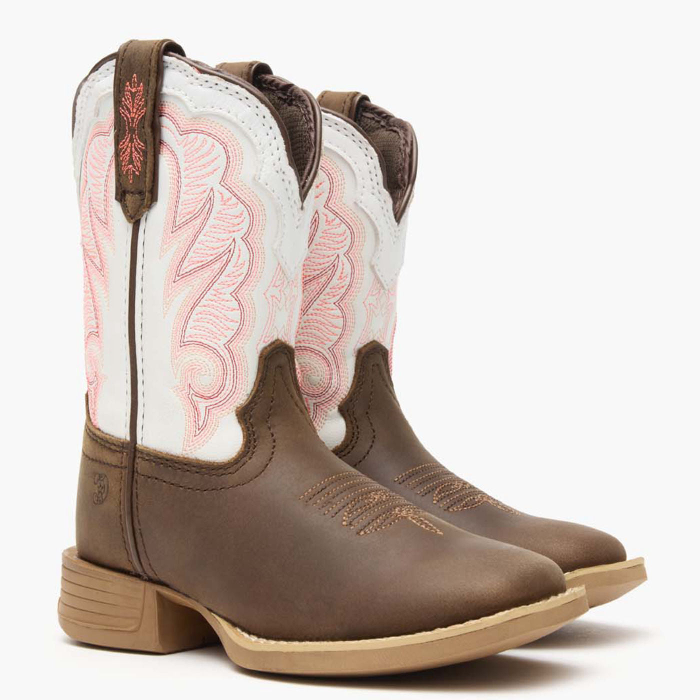 Durango® Lil' Rebel Pro™ Big Kid's Trail Brown and White Western Boot - 12