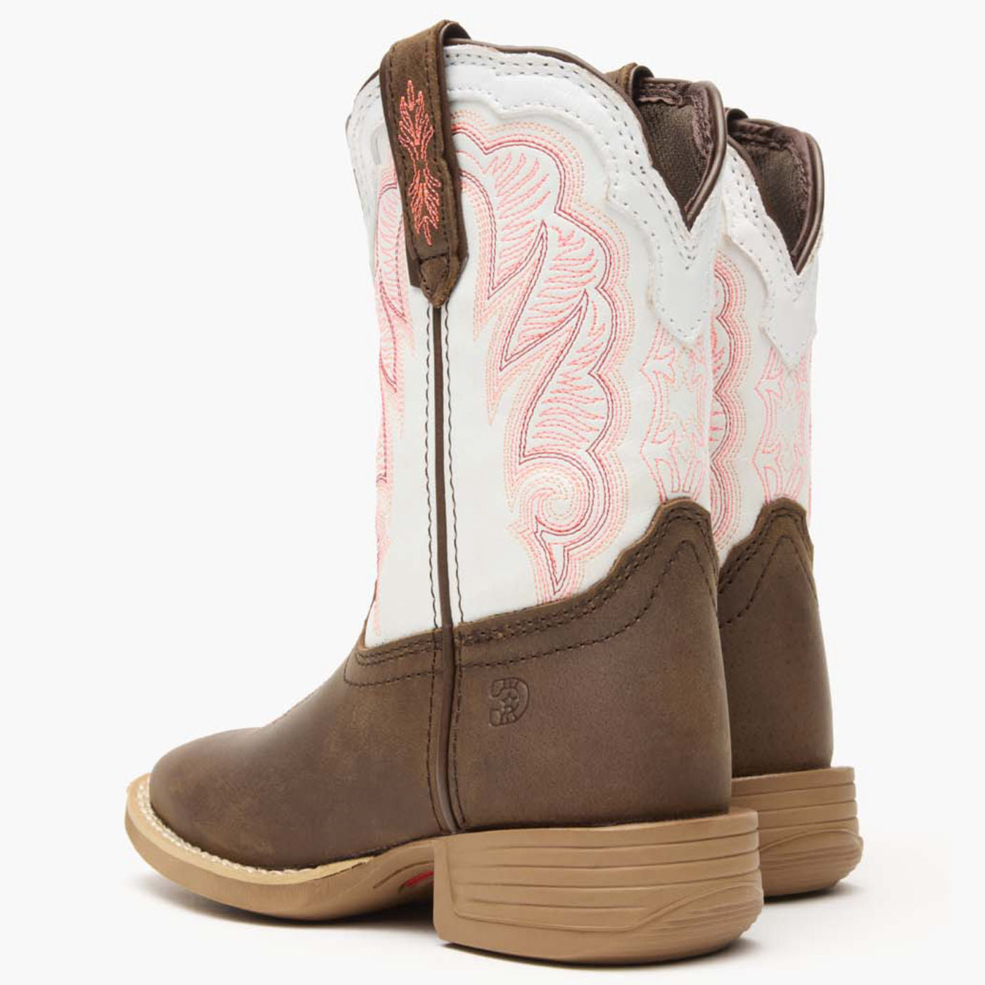 Durango® Lil' Rebel Pro™ Big Kid's Trail Brown and White Western Boot - back