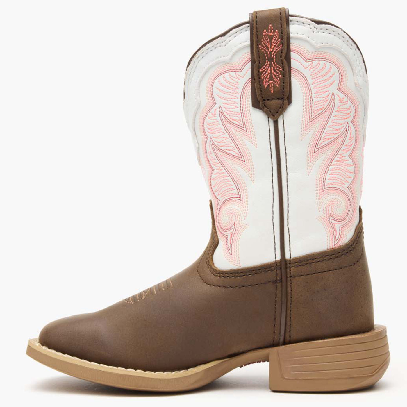 Durango® Lil' Rebel Pro™ Big Kid's Trail Brown and White Western Boot - profile