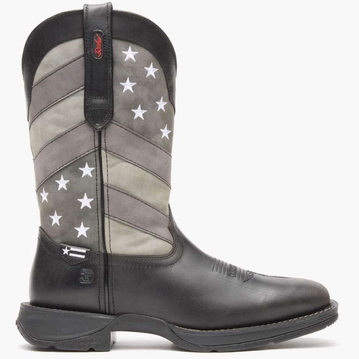 Rebel by Durango® Faded Black Flag Western Boot - profile