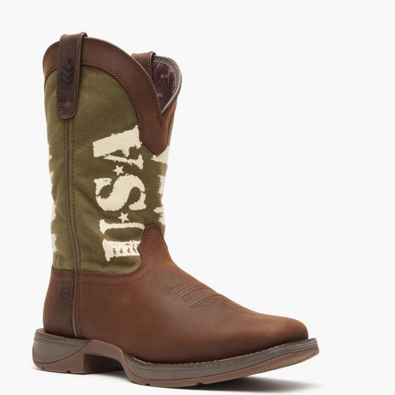 Rebel by Durango® Army Green USA Print Western Boot - main