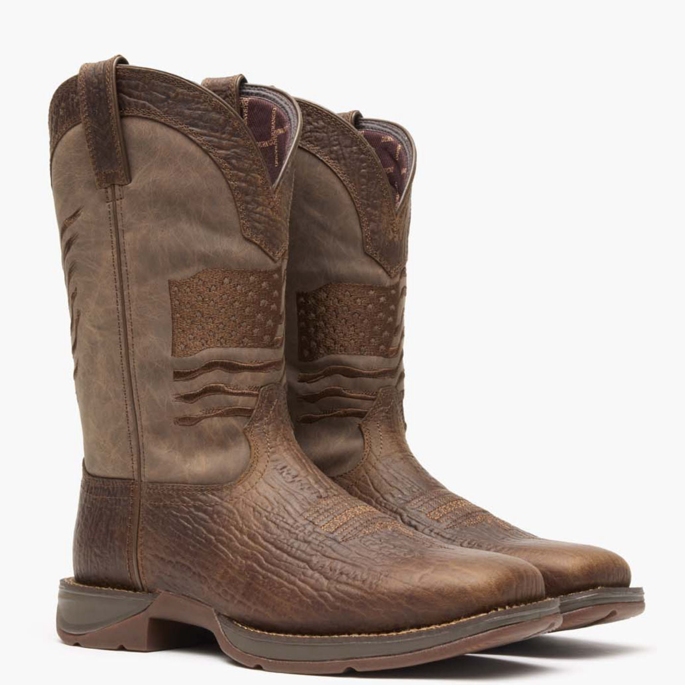 Rebel by Durango® Brown Distressed Flag Embroidery Western Boot - 12