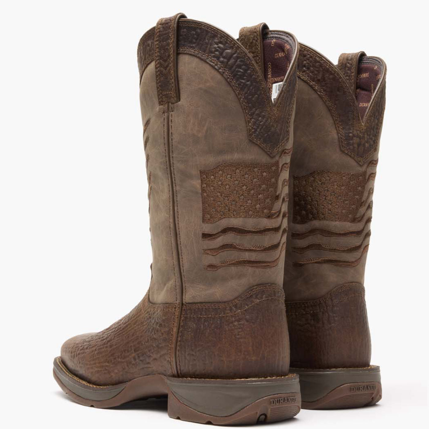 Rebel by Durango® Brown Distressed Flag Embroidery Western Boot - back