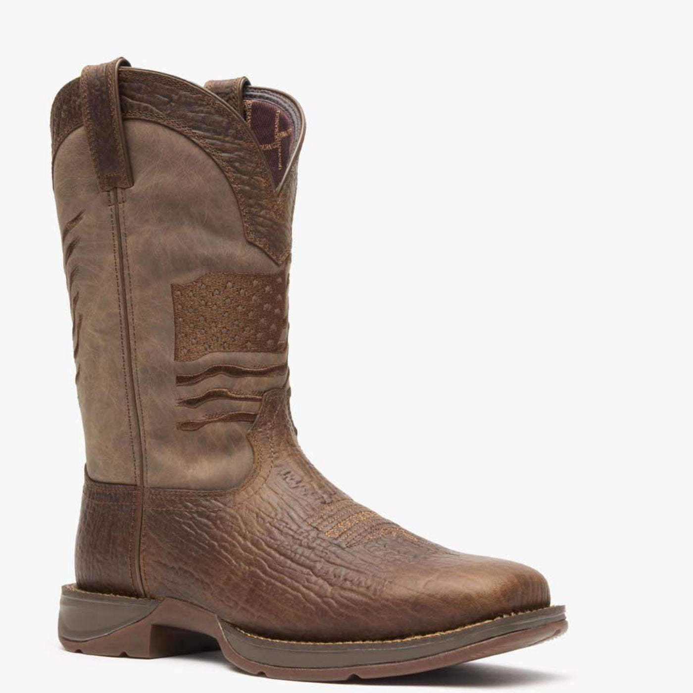 Rebel by Durango® Brown Distressed Flag Embroidery Western Boot - main