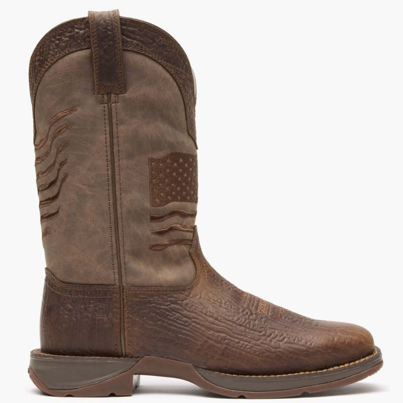 Rebel by Durango® Brown Distressed Flag Embroidery Western Boot