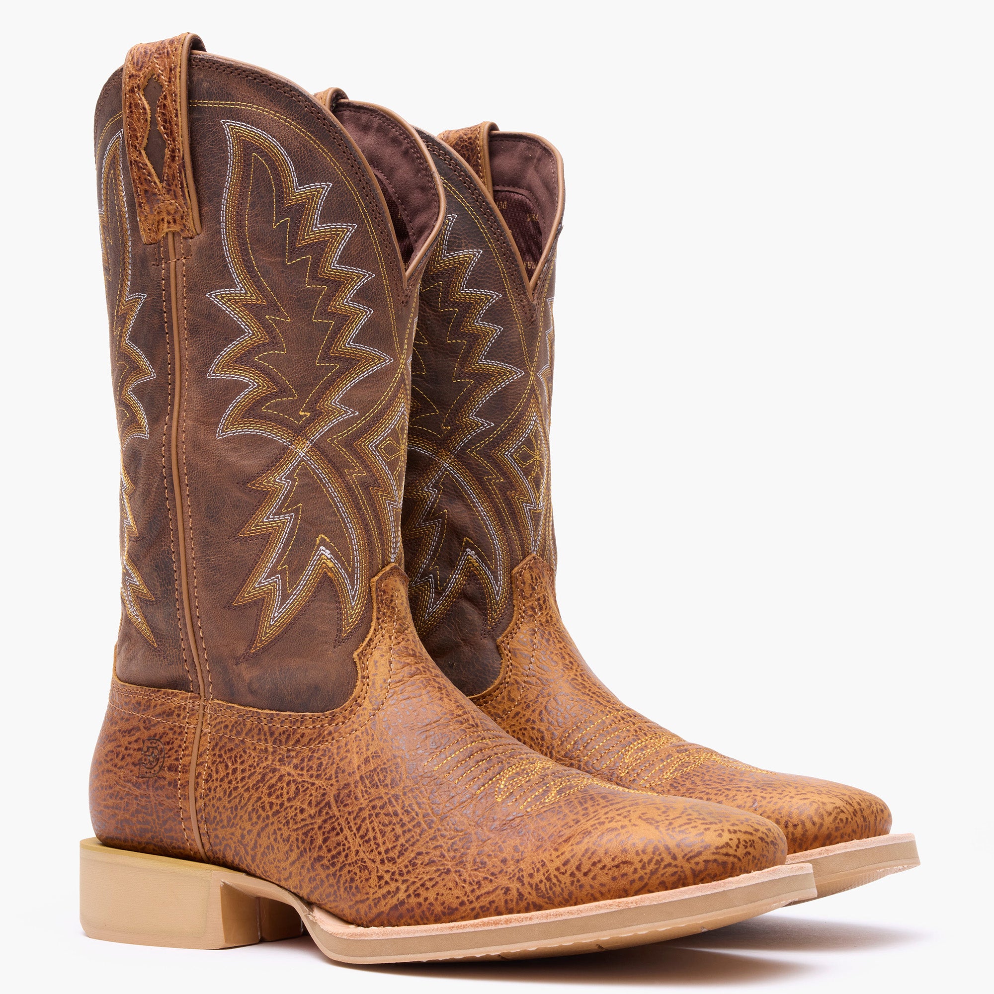 Front view of men’s 12” Western Rustic Tan/Tobacco Durango® Rebel Pro Lite™ Boots side by side