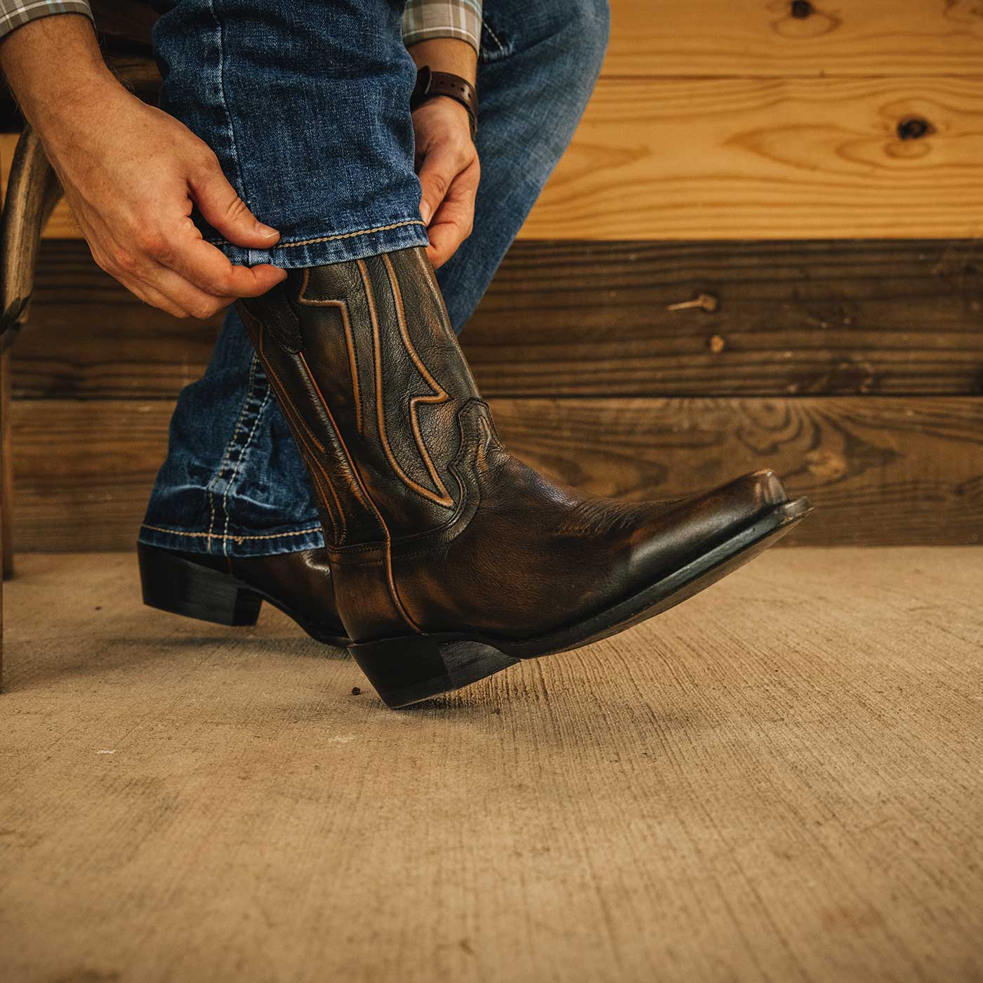 Durango® Santa Fe™ Whiskey Barrel Brown Western Boot - lifestyle