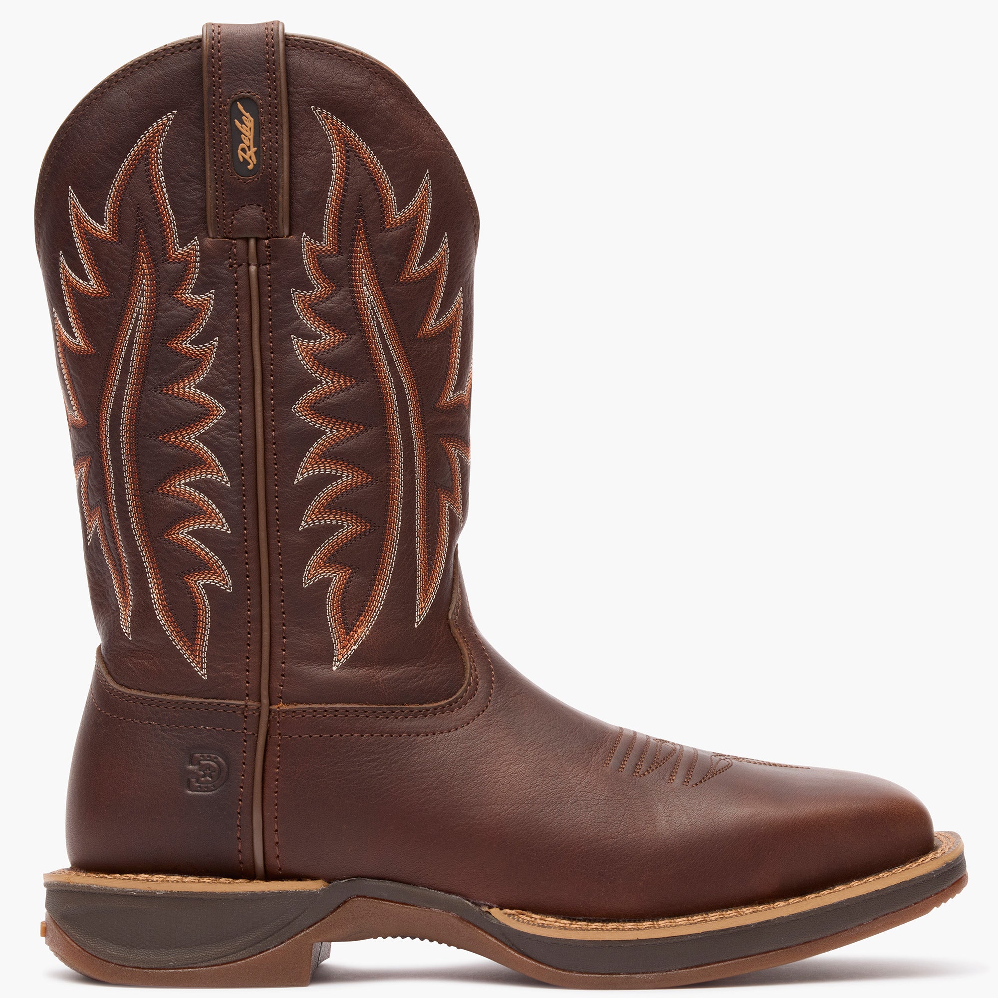 Outer side view of Durango Rebel Ultra Lite brown square toe western boot