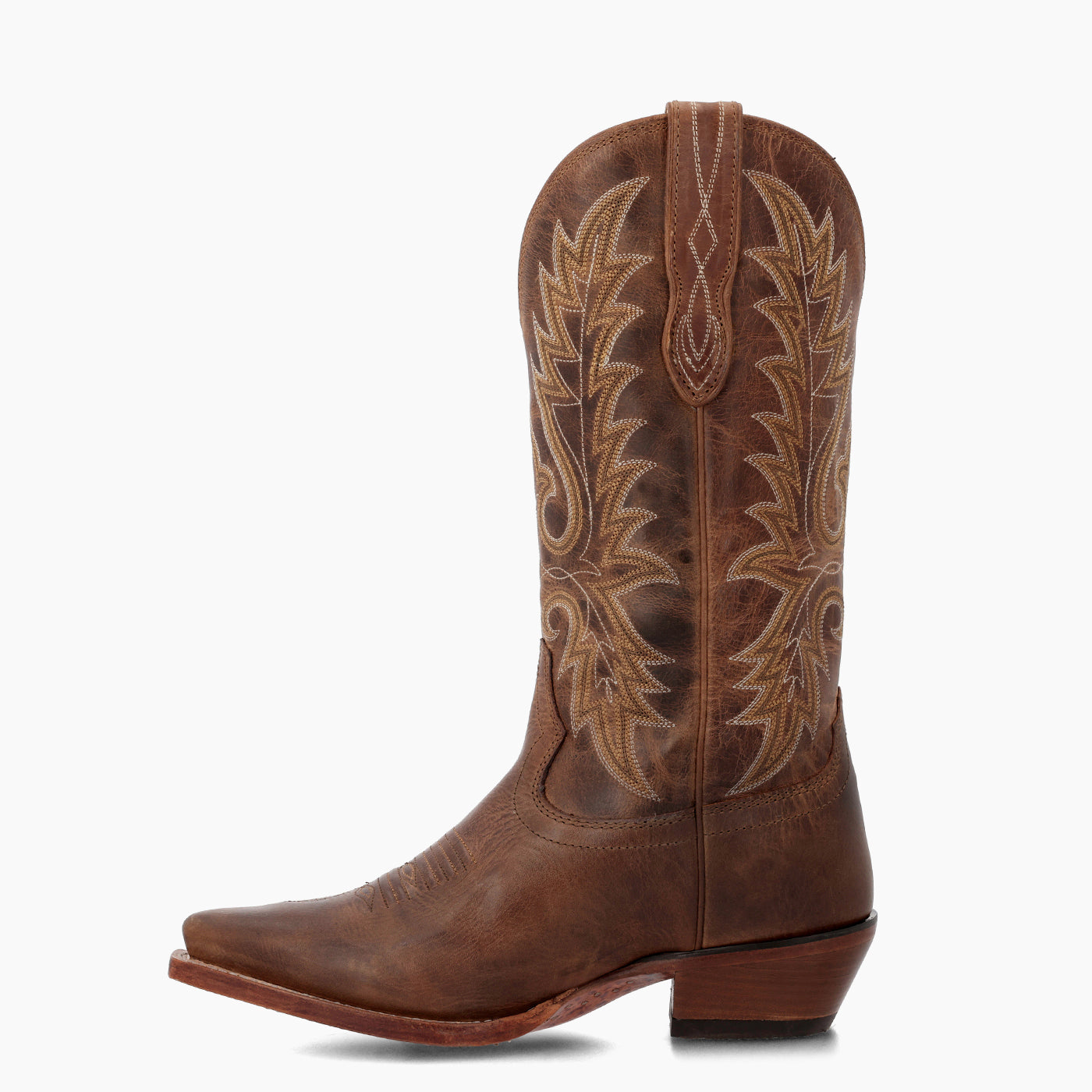 Inner side view of a Durango brown cowgirl boot