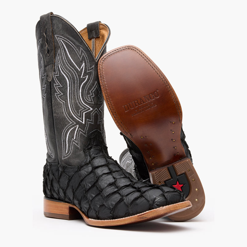 Durango® Premium Exotics Matte Black Pirarucu Western Boot
