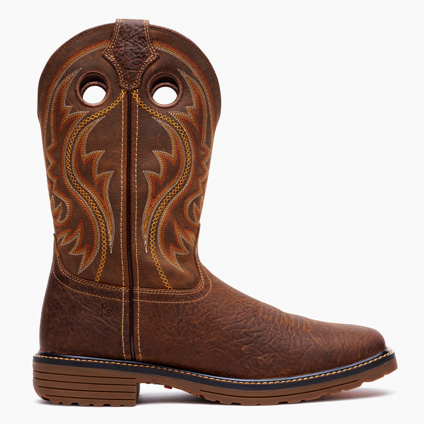 Outer side view of a Durango brown work boot