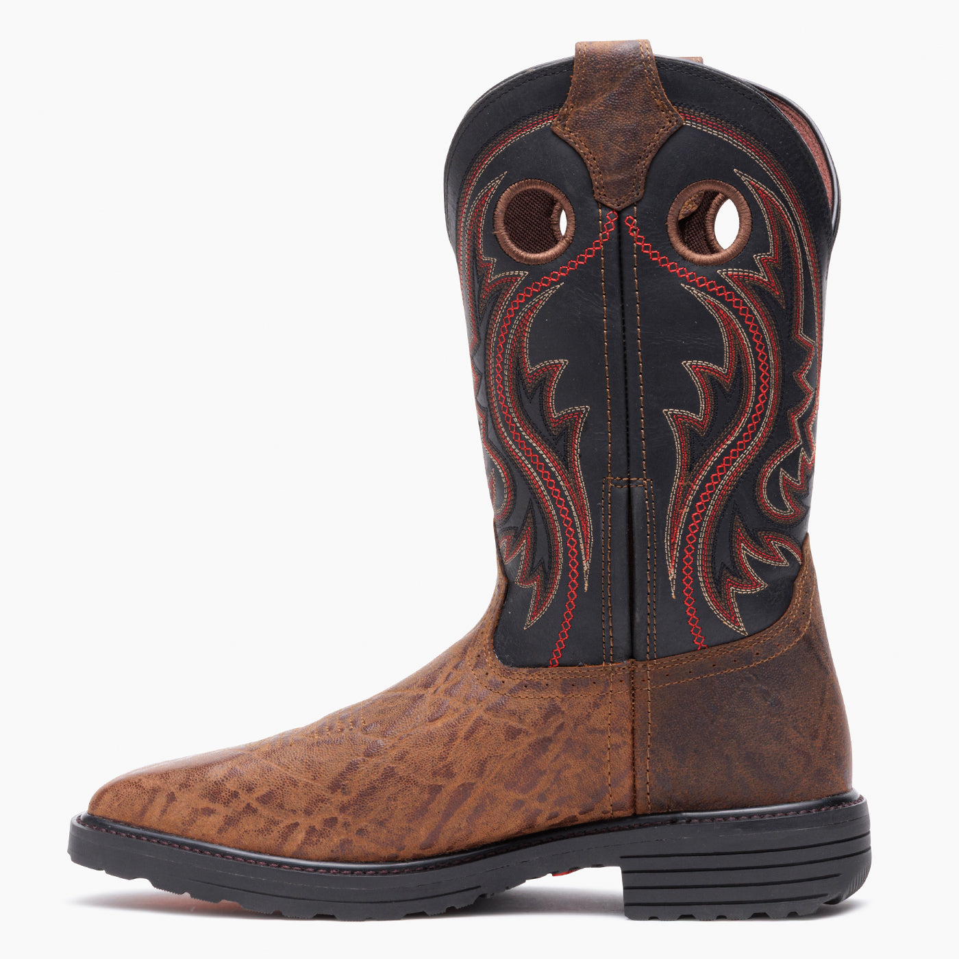 Inner view of Durango black and brown steel toe work boot