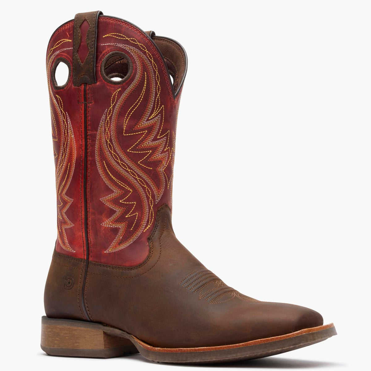 Front view of brown/red Durango Rebel Pro men's square toe cowboy boot