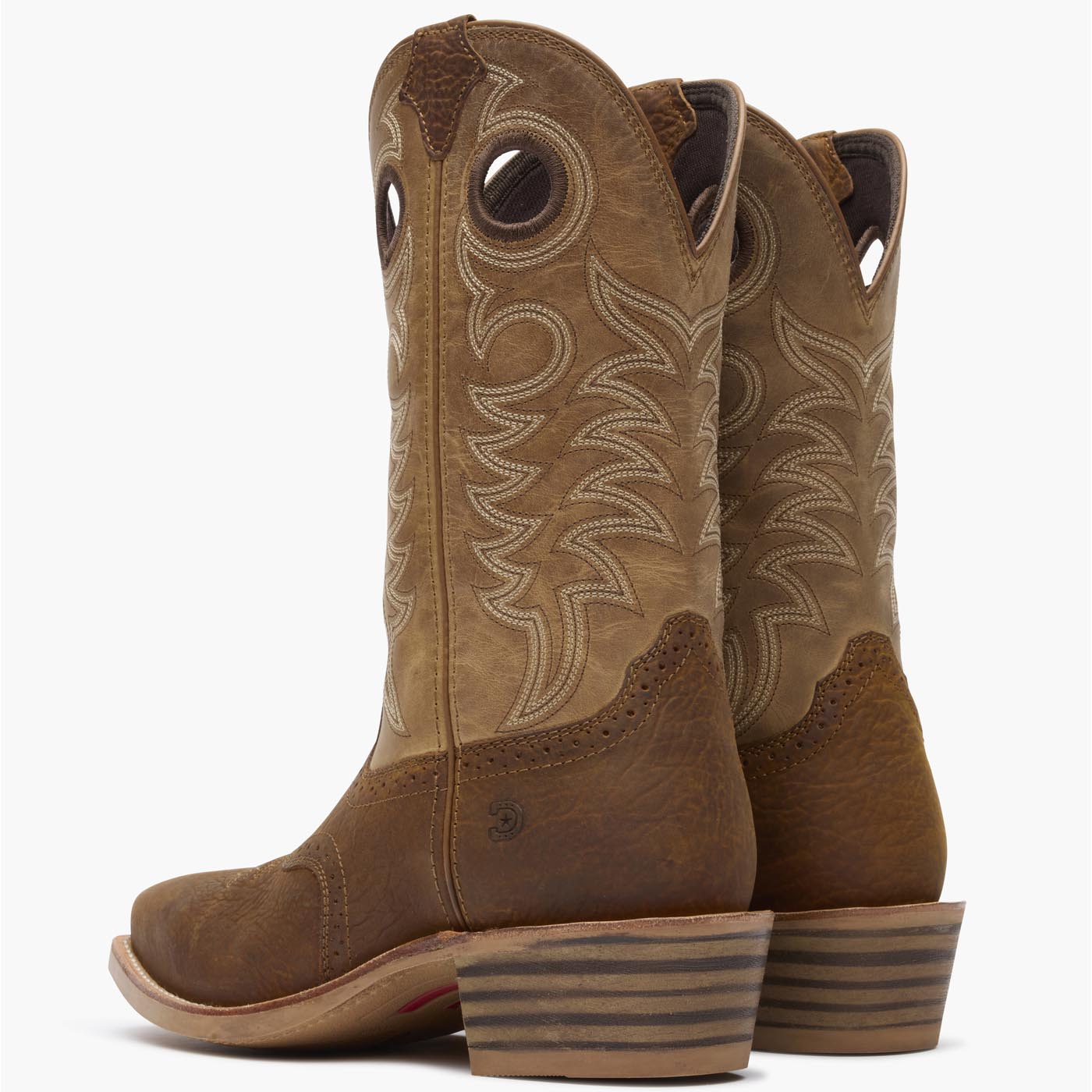 Back pair view of Durango Rebel Pro men's brown cowboy boots