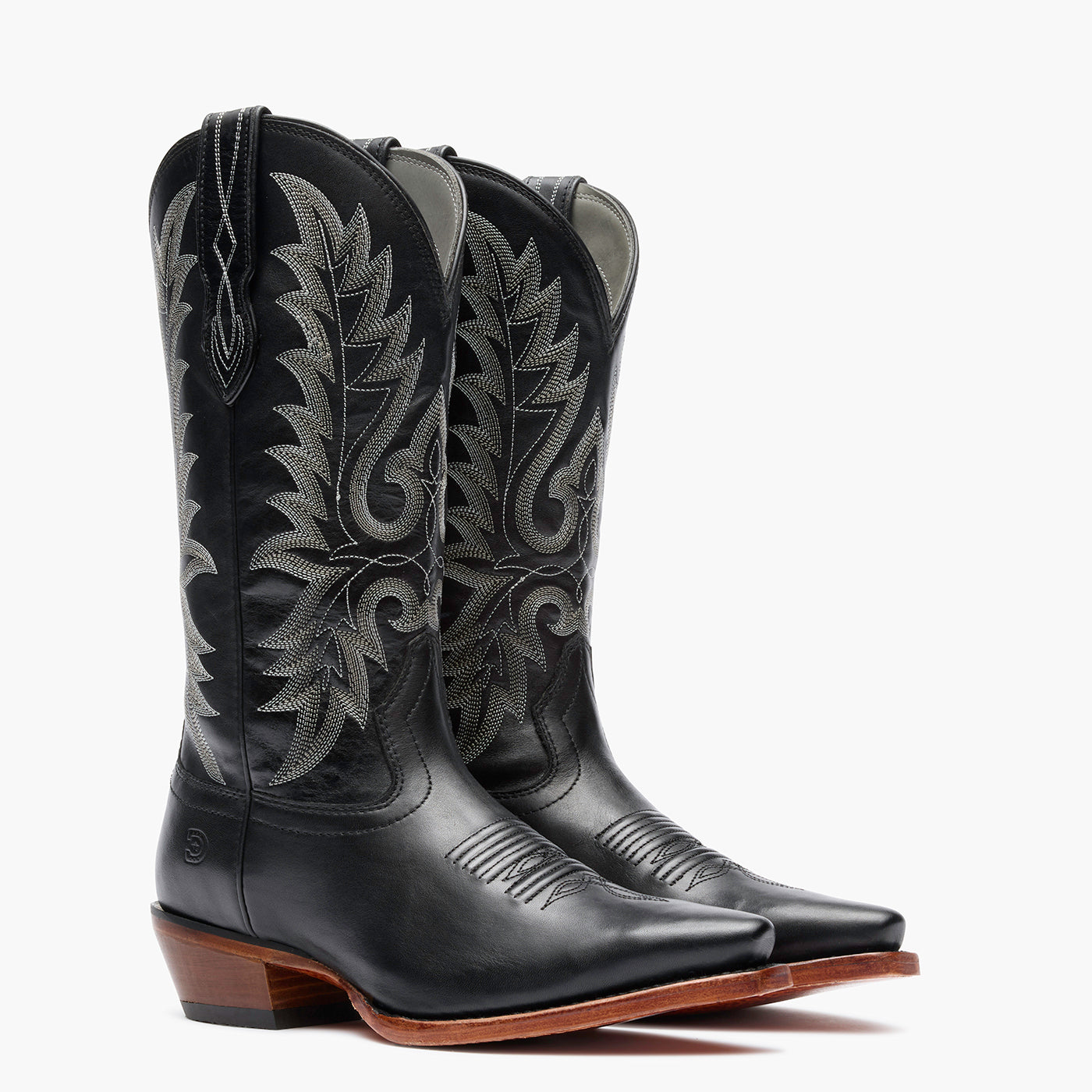 Front pair view of Durango Crush black cowgirl boots