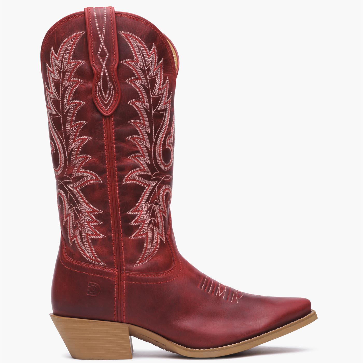 Exterior view of a Durango red cowgirl boot
