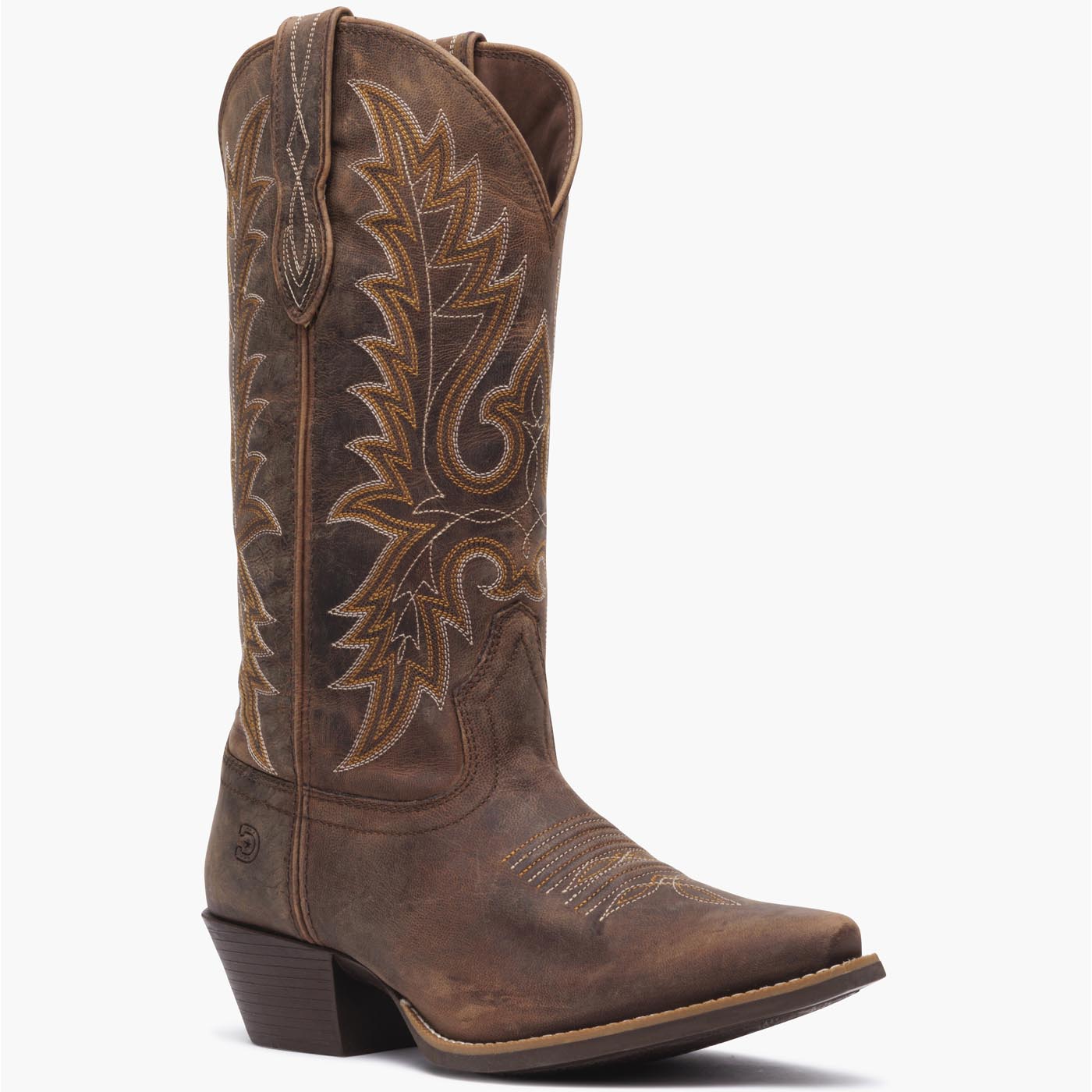 Front view of a Durango brown cowgirl boot