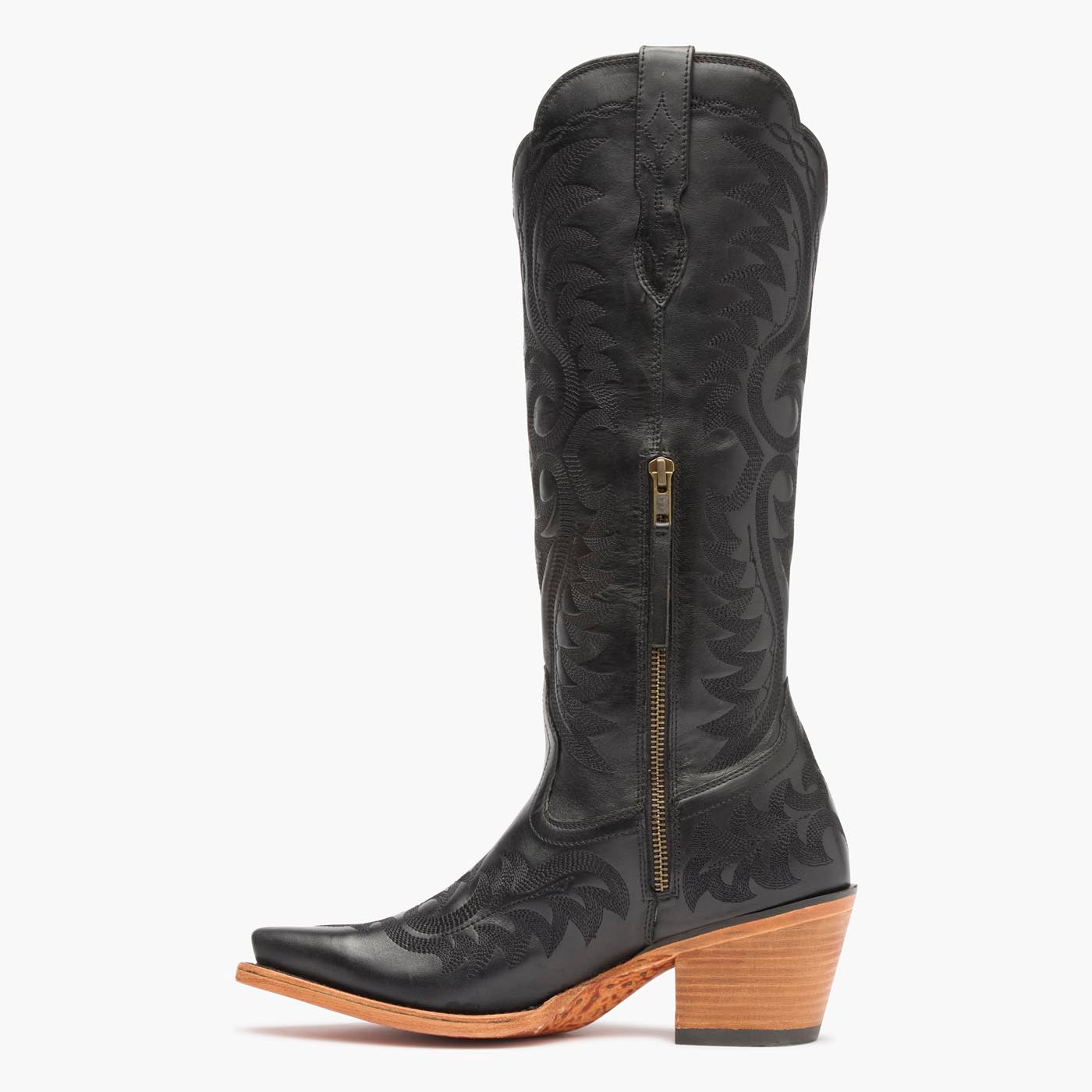 Instep Profile view of Durango® women’s 16” Polished Black Onyx Crush™ Boot