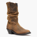 Front view of Durango® Women's Distressed Tan Slouch Western Boot