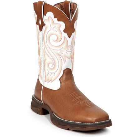 white and tan cowboy boots