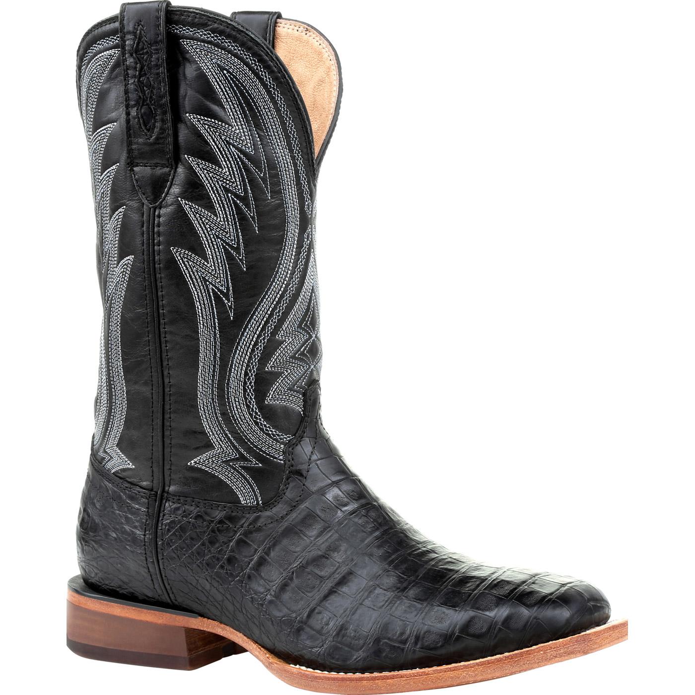 Men's black caiman deals square toe boots